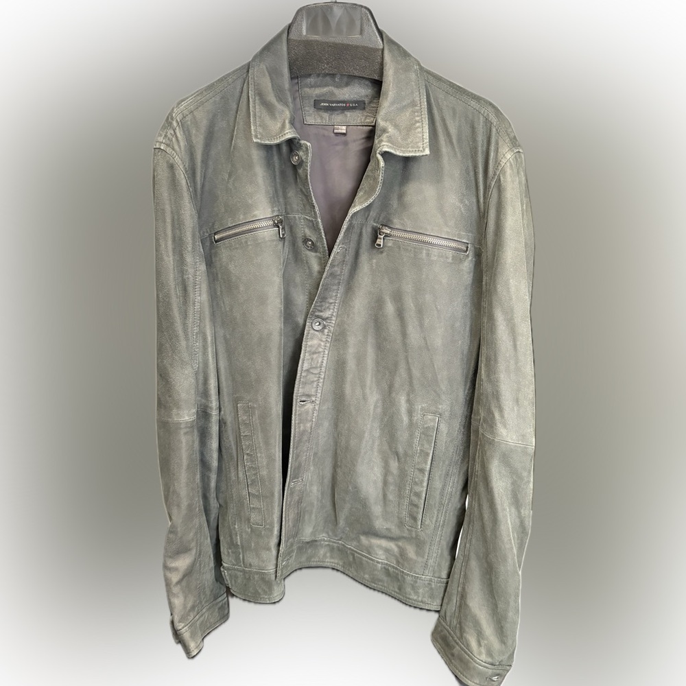 John Varvatos Gray Suede Shirt Jacket